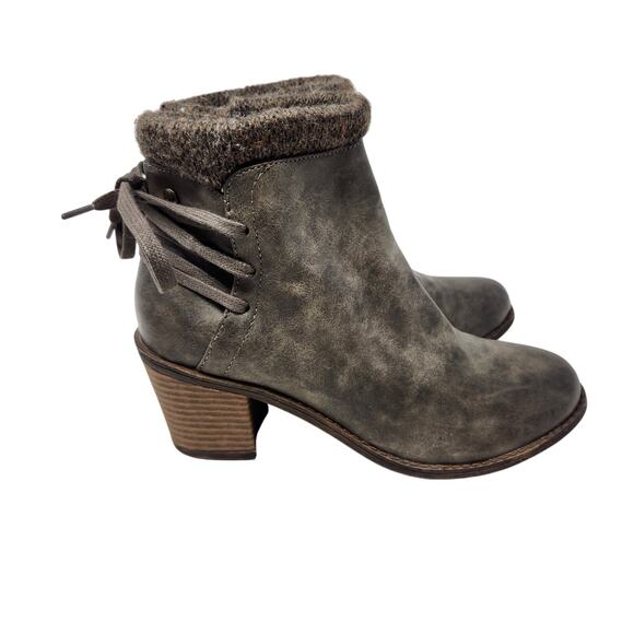 Roxy Dakota Faux Fur Comfort Knit Leather Ankle Boots Dark Gray Size 8 - Picture 2 of 10